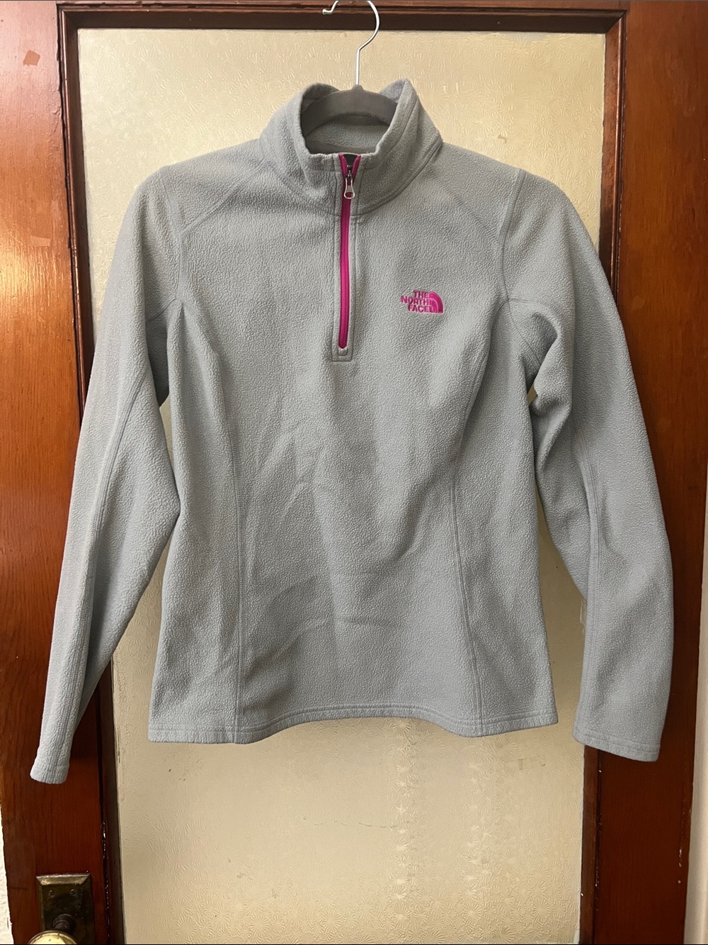 The North Face Gray Fleece Half-Zip with Pink Accents